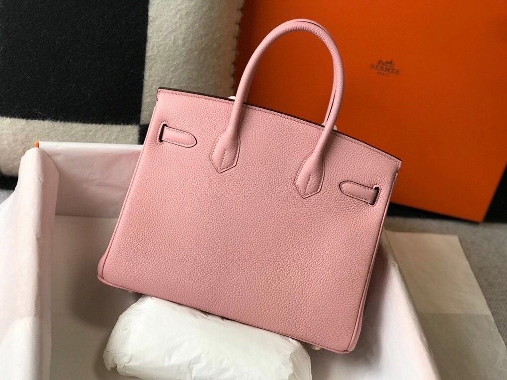 Hermes Birkin 30cm Bag In Pink Clemence Leather GHW - Image 3
