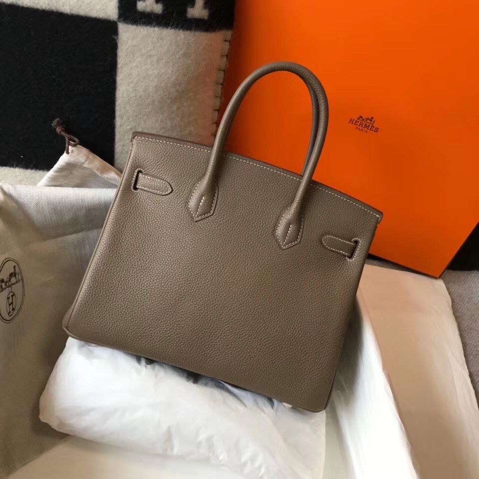 Hermes Birkin 30cm Bag In Taupe Clemence Leather GHW - Image 3