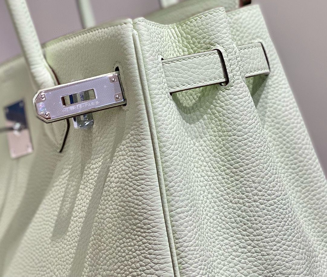 Hermes Birkin 30cm Bag In Vert Fizz Clemence Leather PHW - Image 7