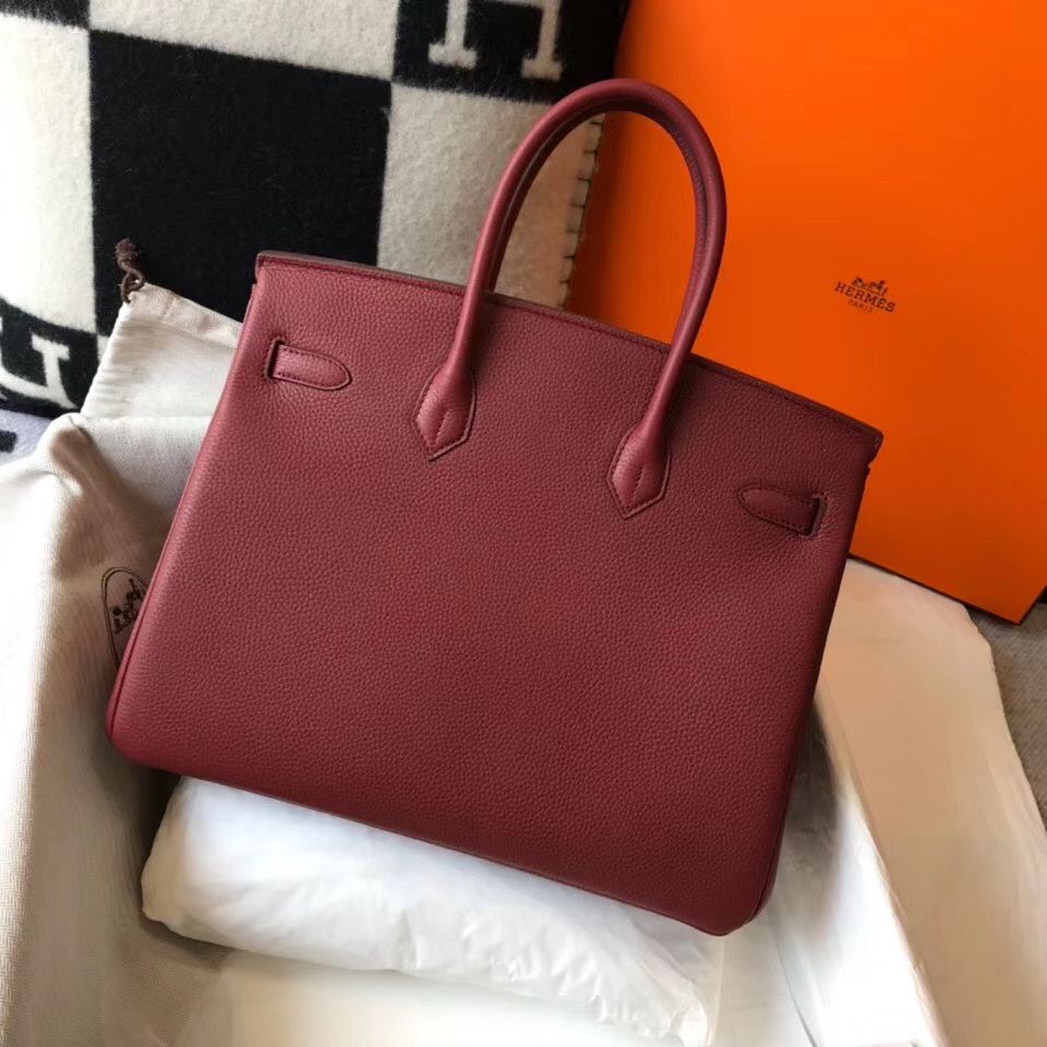 Hermes Birkin 35cm Bag In Bordeaux Clemence Leather GHW - Image 3