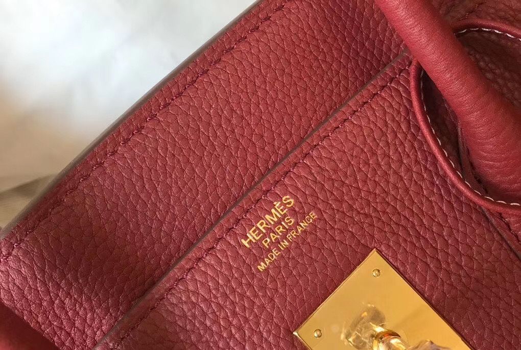 Hermes Birkin 35cm Bag In Bordeaux Clemence Leather GHW - Image 6