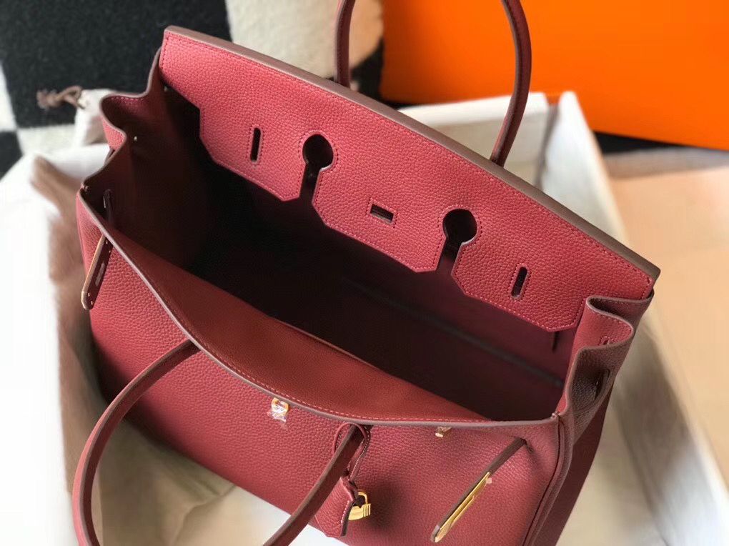 Hermes Birkin 35cm Bag In Bordeaux Clemence Leather GHW - Image 9