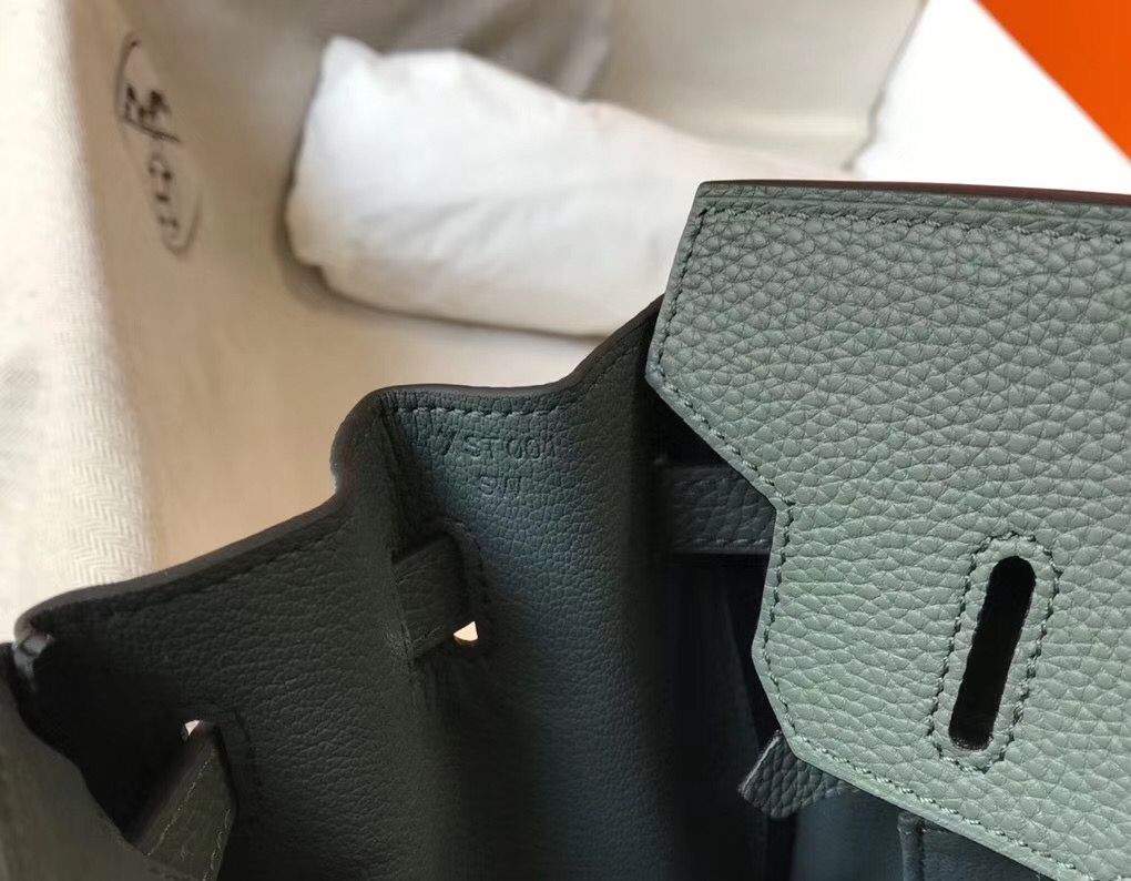 Hermes Birkin 35cm Bag In Vert Amande Clemence Leather GHW - Image 7