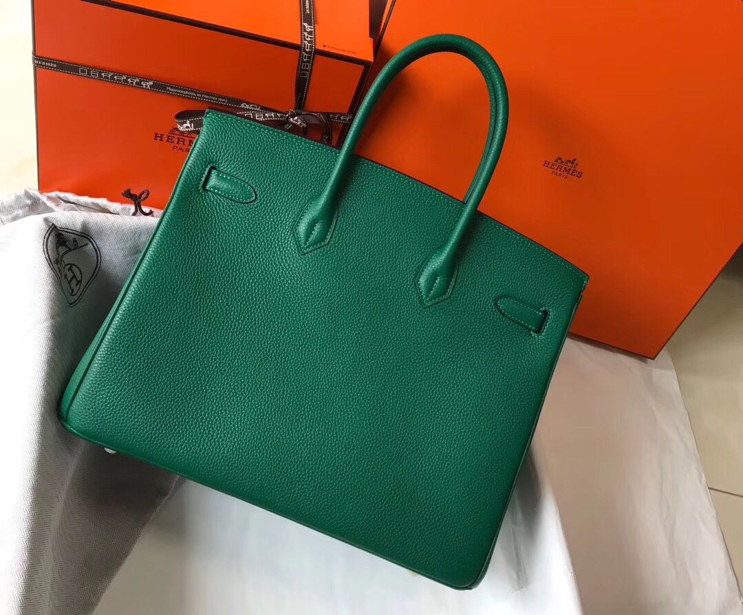 Hermes Birkin 35cm Bag In Vert Vertigo Clemence Leather GHW - Image 3