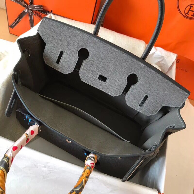 Hermes Birkin 30 Handmade Bag In Ardoise Clemence Leather - Image 8