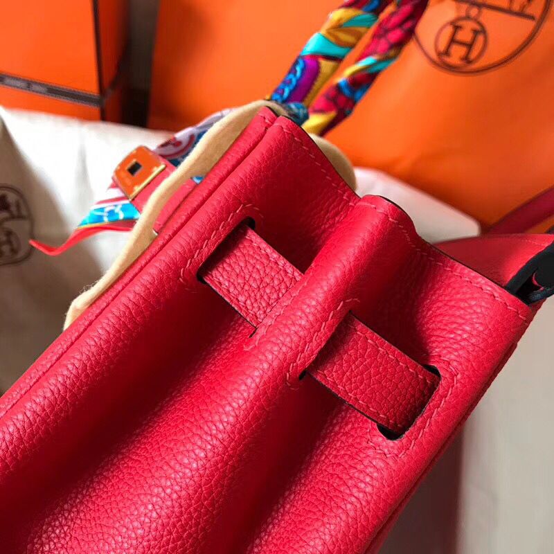 Hermes Birkin 30 Handmade Bag In Red Clemence Leather - Image 6
