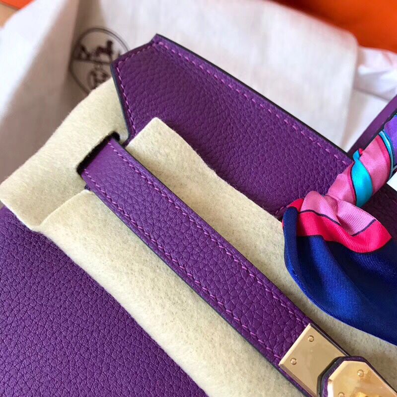 Hermes Birkin 30 Handmade Bag In Ultraviolet Clemence Leather - Image 6