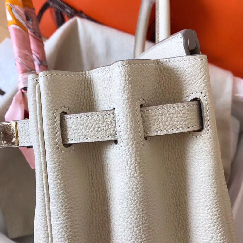 Hermes Birkin 30 Handmade Bag In White Clemence Leather - Image 7