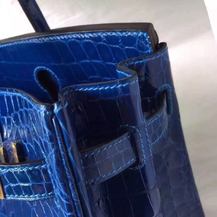 Hermes Birkin 30 Bag In Blue Electric Crocodile Niloticus Skin - Image 5