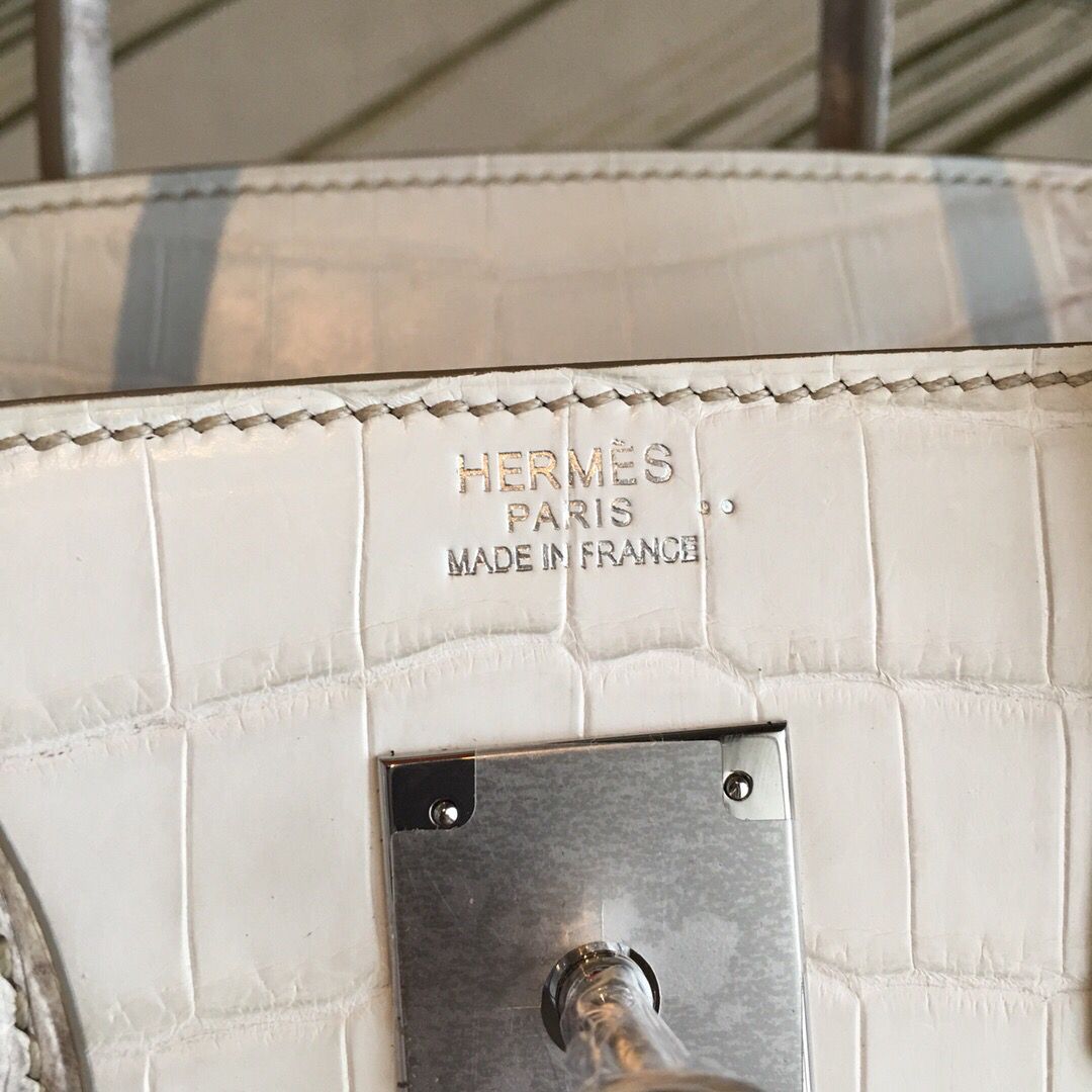 Hermes Birkin 30 Bag In Himalaya Niloticus Crocodile Skin - Image 7