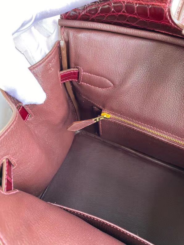 Hermes Birkin 30 Handmade Bag In Bordeaux Crocodile Niloticus Shiny - Image 8
