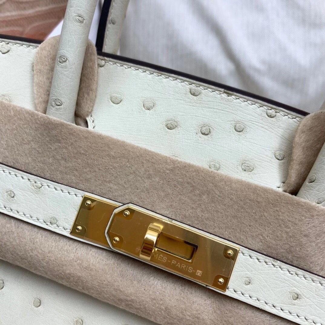 Hermes Birkin 30 Handmade Bag In Beton Ostrich Skin - Image 6
