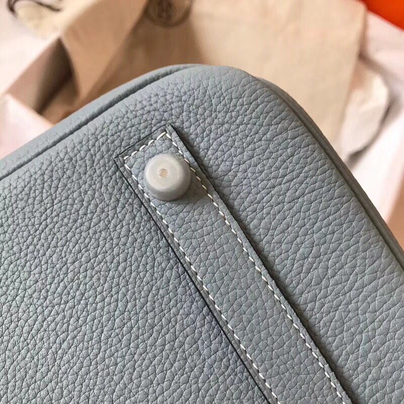 Hermes Birkin 35 Handmade Bag In Blue Lin Clemence Leather - Image 9