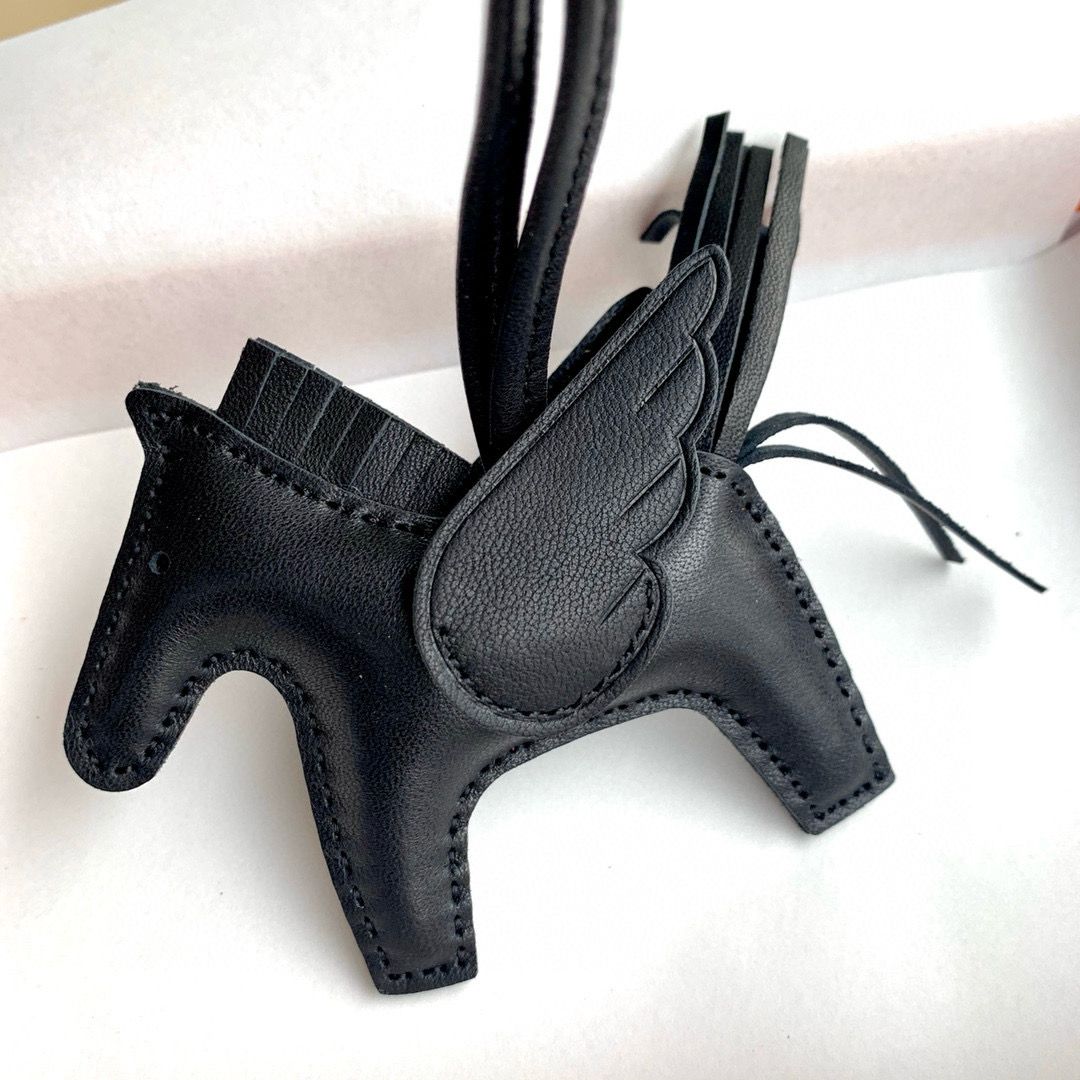 Hermes Rodeo Pegase PM Bag Charm in Black Lambskin - Image 4