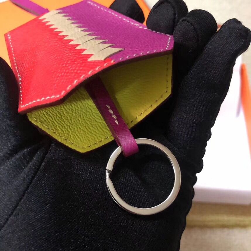 Hermes Clochette Cles Grand Tressage Charm In Red/Purple - Image 4