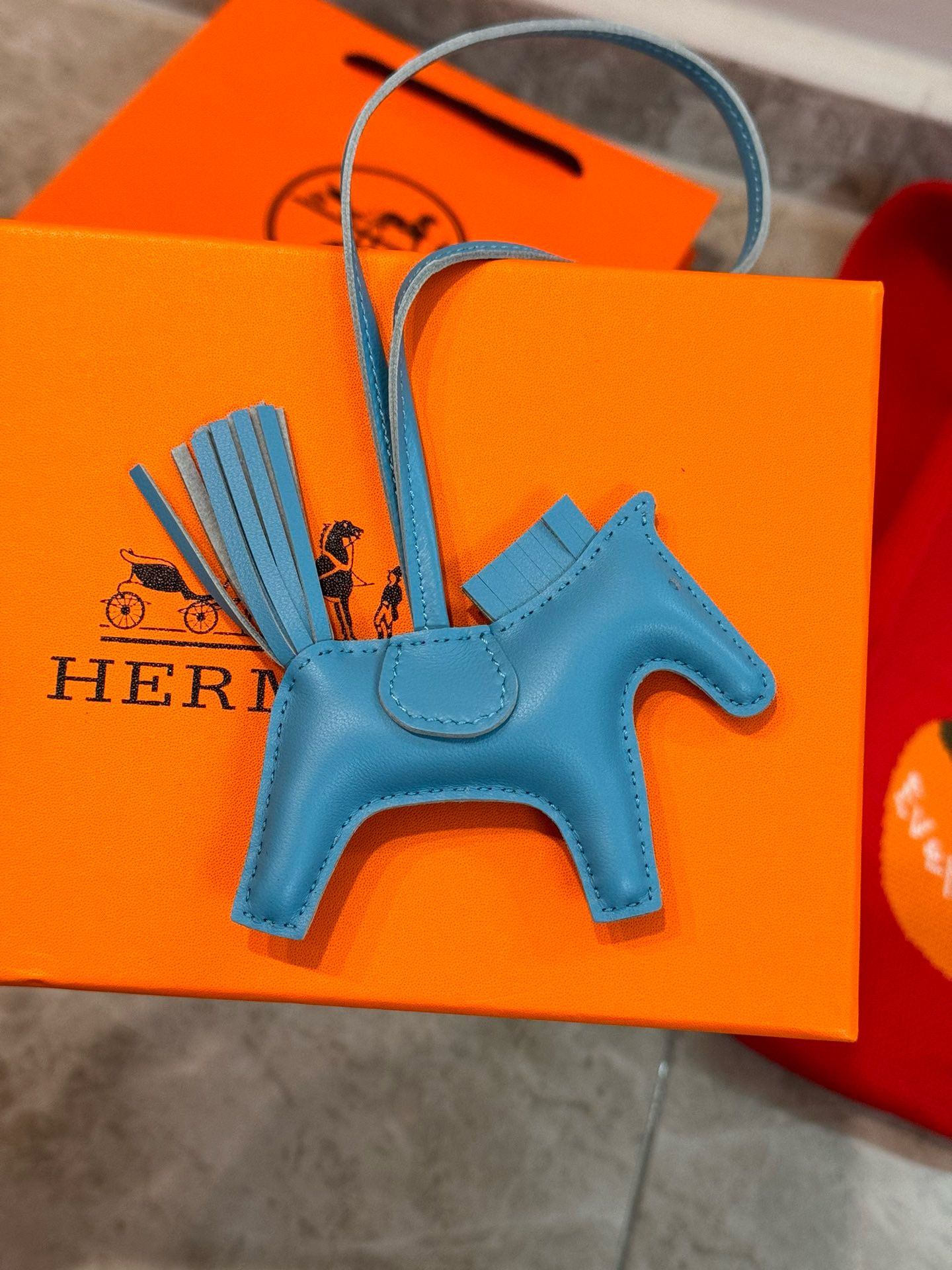 Hermes Rodeo PM Bag Charm in Blue Azteque Lambskin - Image 5