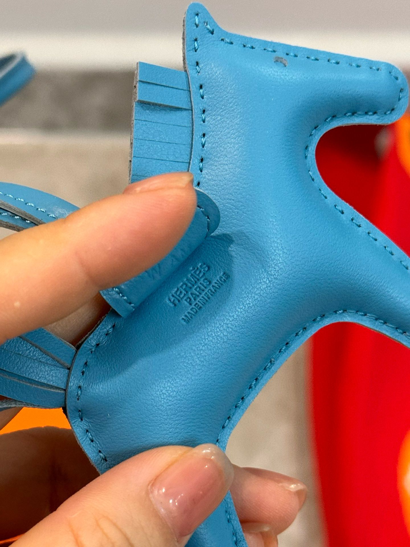 Hermes Rodeo PM Bag Charm in Blue Azteque Lambskin - Image 6