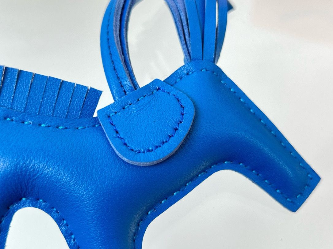 Hermes Rodeo PM Bag Charm in Blue France Lambskin - Image 6