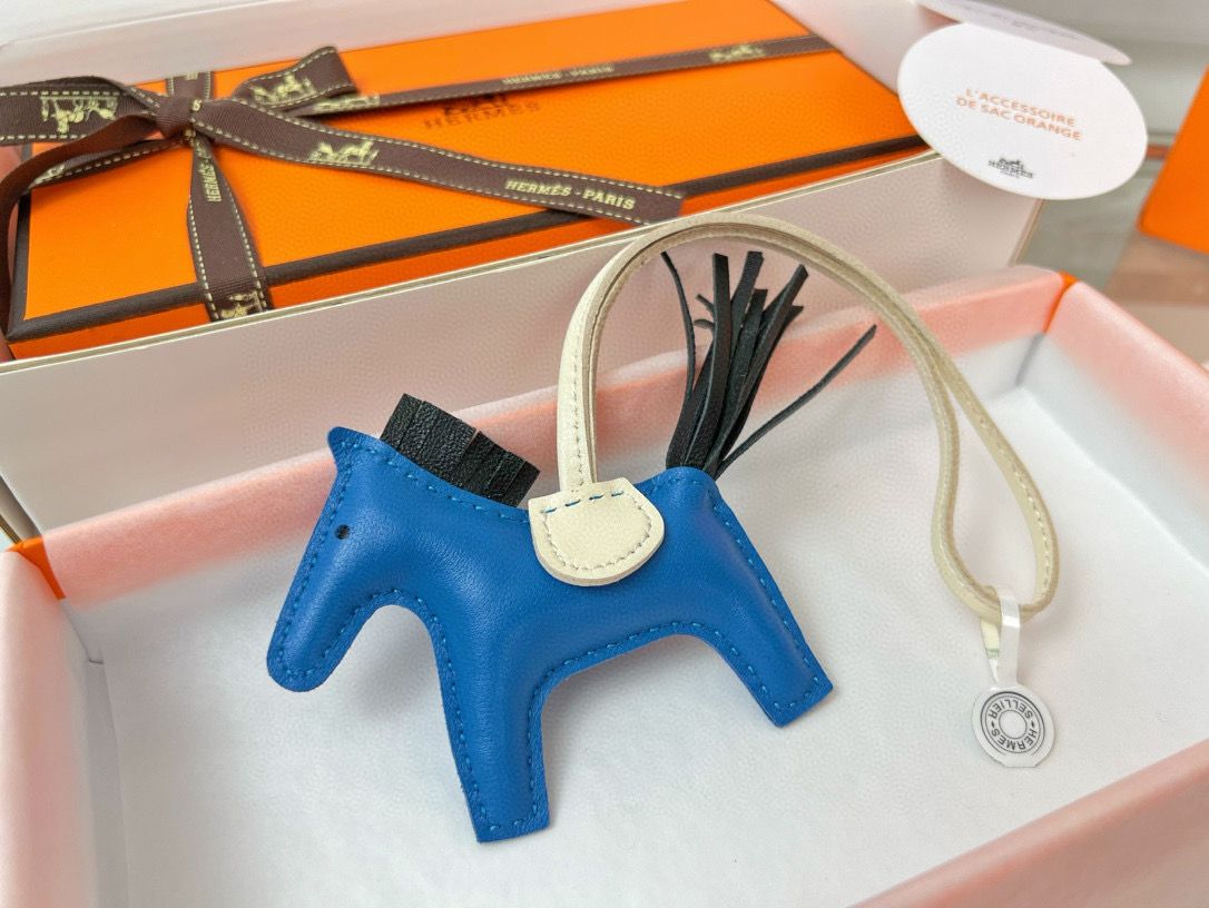 Hermes Rodeo PM Bag Charm in Blue/Black/Craie Lambskin - Image 3