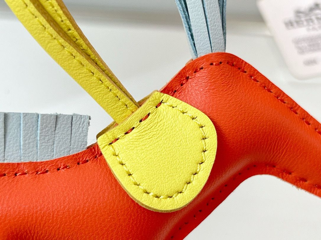 Hermes Rodeo PM Bag Charm in Orange/Blue/Yellow Lambskin - Image 6
