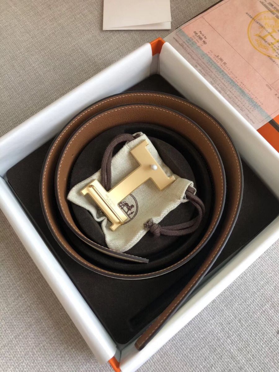 Hermes Constance 2 Belt Buckle & Brown/White Epsom 42MM Strap - Image 5