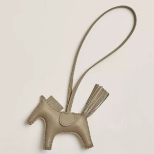 Hermes Rodeo PM Bag Charm in Grey Milton Lambskin