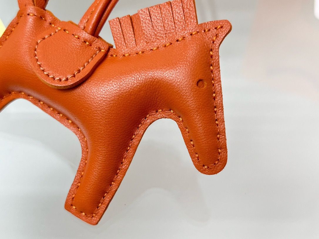 Hermes Rodeo PM Bag Charm in Orange Milo Lambskin - Image 3