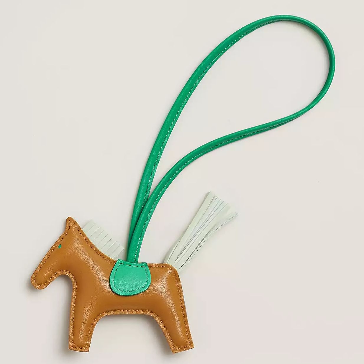 Hermes Rodeo PM Bag Charm in Sesame/Vert Fizz/Green Lambskin - Image 3