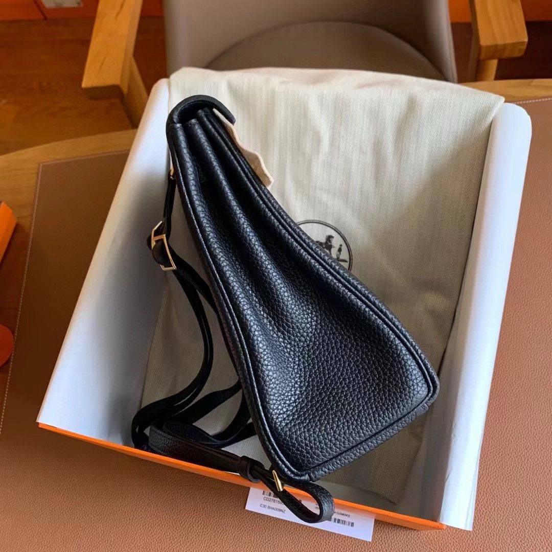 Hermes Kelly Ado Backpack in Black Clemence Leather - Image 6