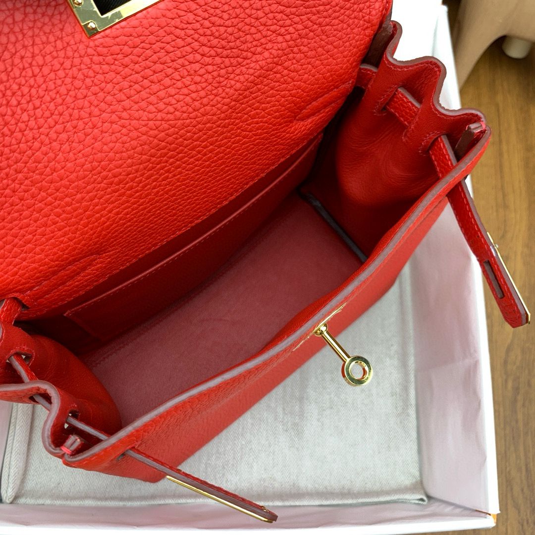 Hermes Kelly Ado Backpack in Red Clemence Leather - Image 11