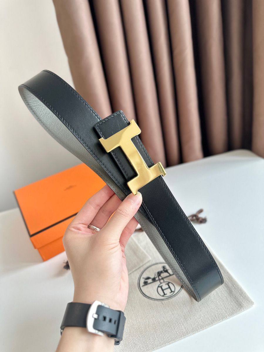 Hermes Constance Reversible Belt 38MM in Grey Clemence Leather - Image 3