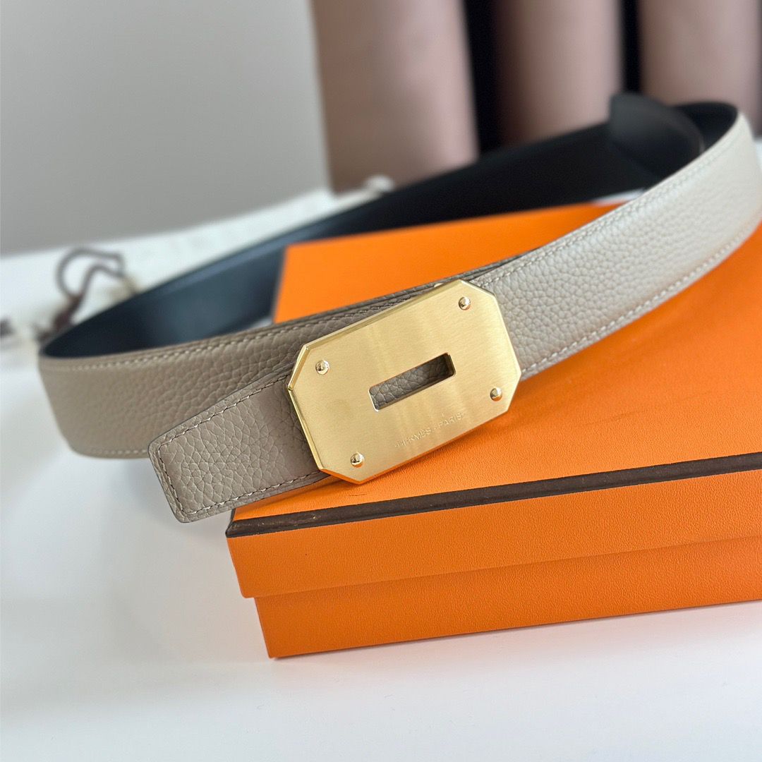 Hermes Neo Reversible Belt 32MM in Trench Clemence Leather - Image 7