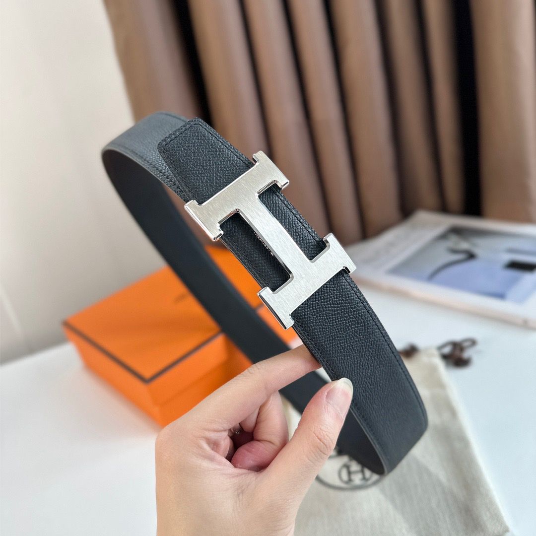 Hermes H Reversible Belt 38MM in Black Epsom Leather - Image 3