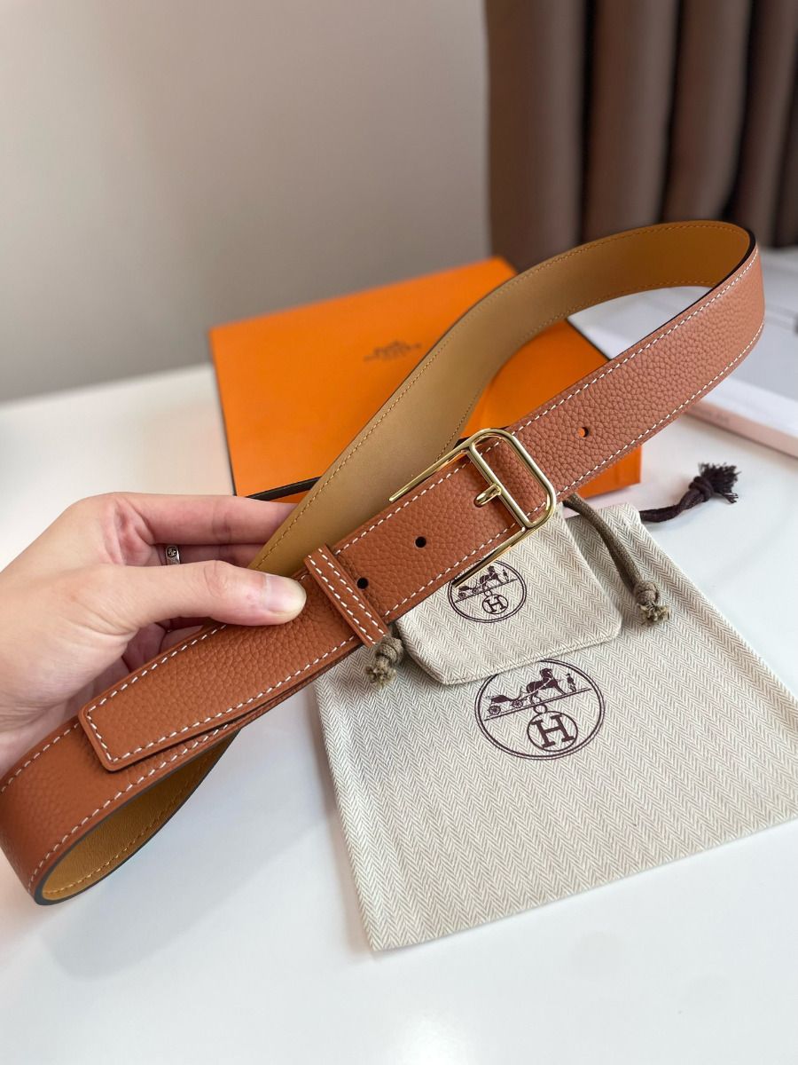 Hermes Romain 35MM Belt in Gold Clemence Leather - Image 3