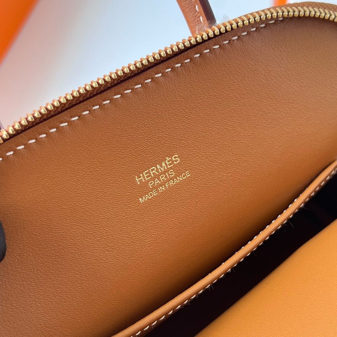 Hermes Bolide 1923 Mini Handmade Bag In Gold Evercolor Calfskin - Image 9