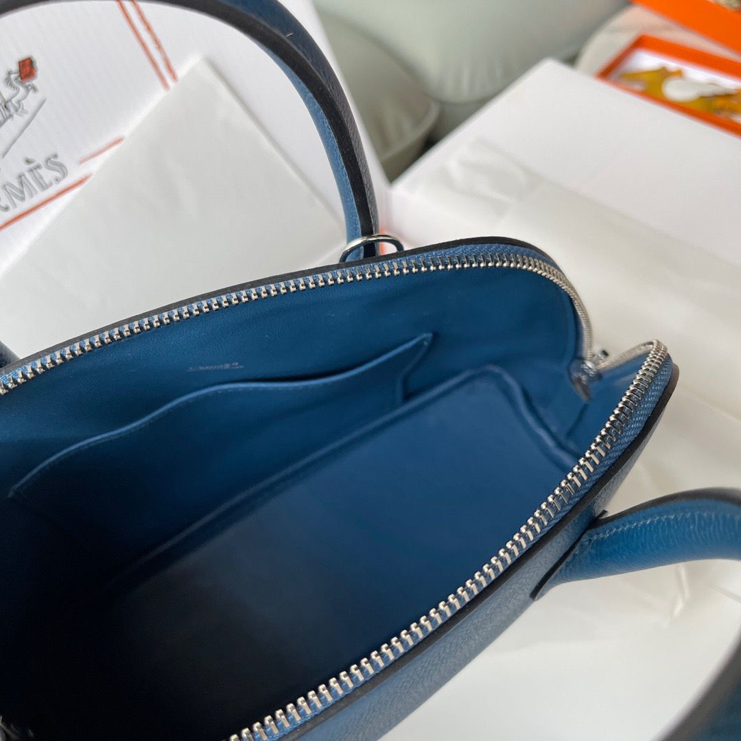 Hermes Bolide 1923 25 Handmade Bag In Deep Blue Evercolor Calfskin - Image 10