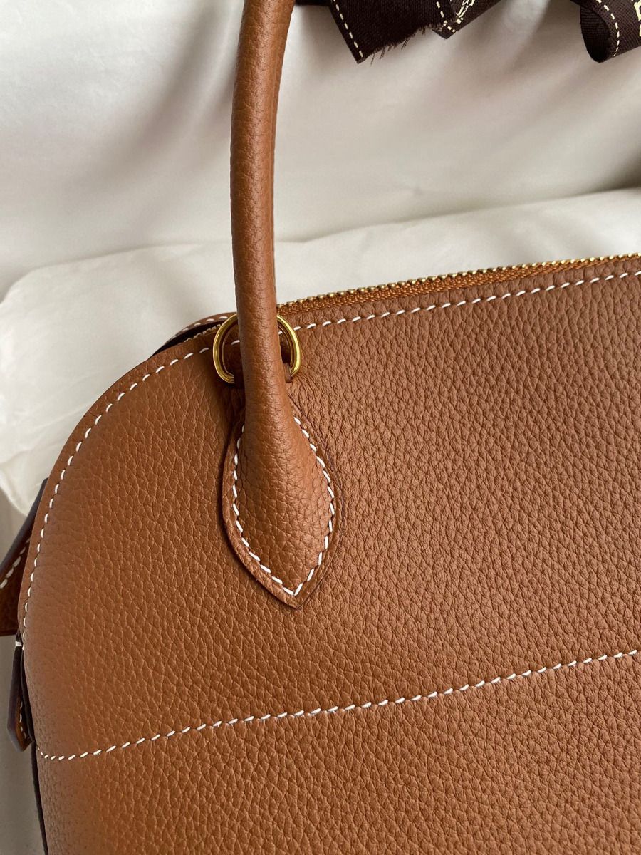 Hermes Bolide 1923 27 Handmade Bag In Gold Clemence Calfskin - Image 5