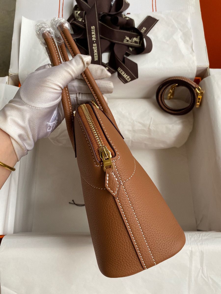 Hermes Bolide 1923 27 Handmade Bag In Gold Clemence Calfskin - Image 6