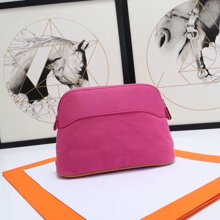 Hermes Medium Bolide Travel Case In Rose Red Cotton - Image 3