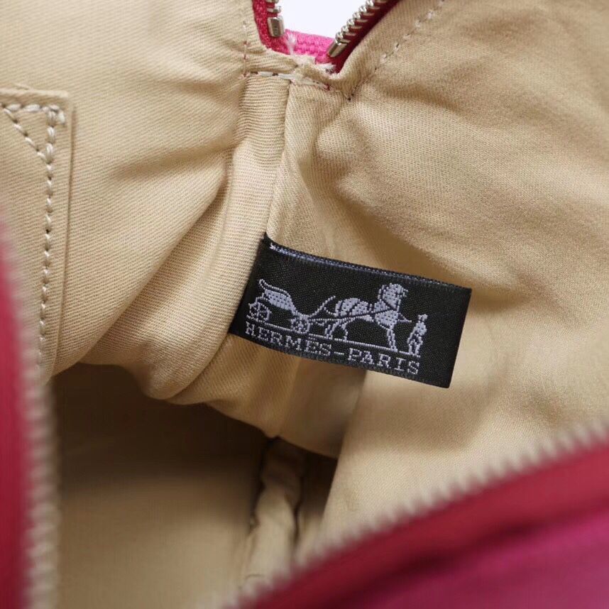 Hermes Medium Bolide Travel Case In Rose Red Cotton - Image 6