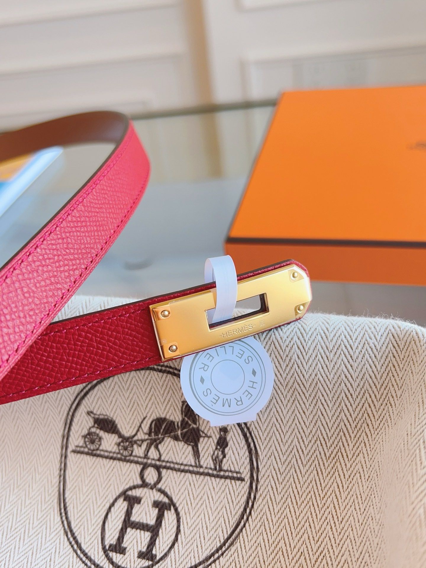 Hermes Kelly 18 Belt in Red Epsom Leather