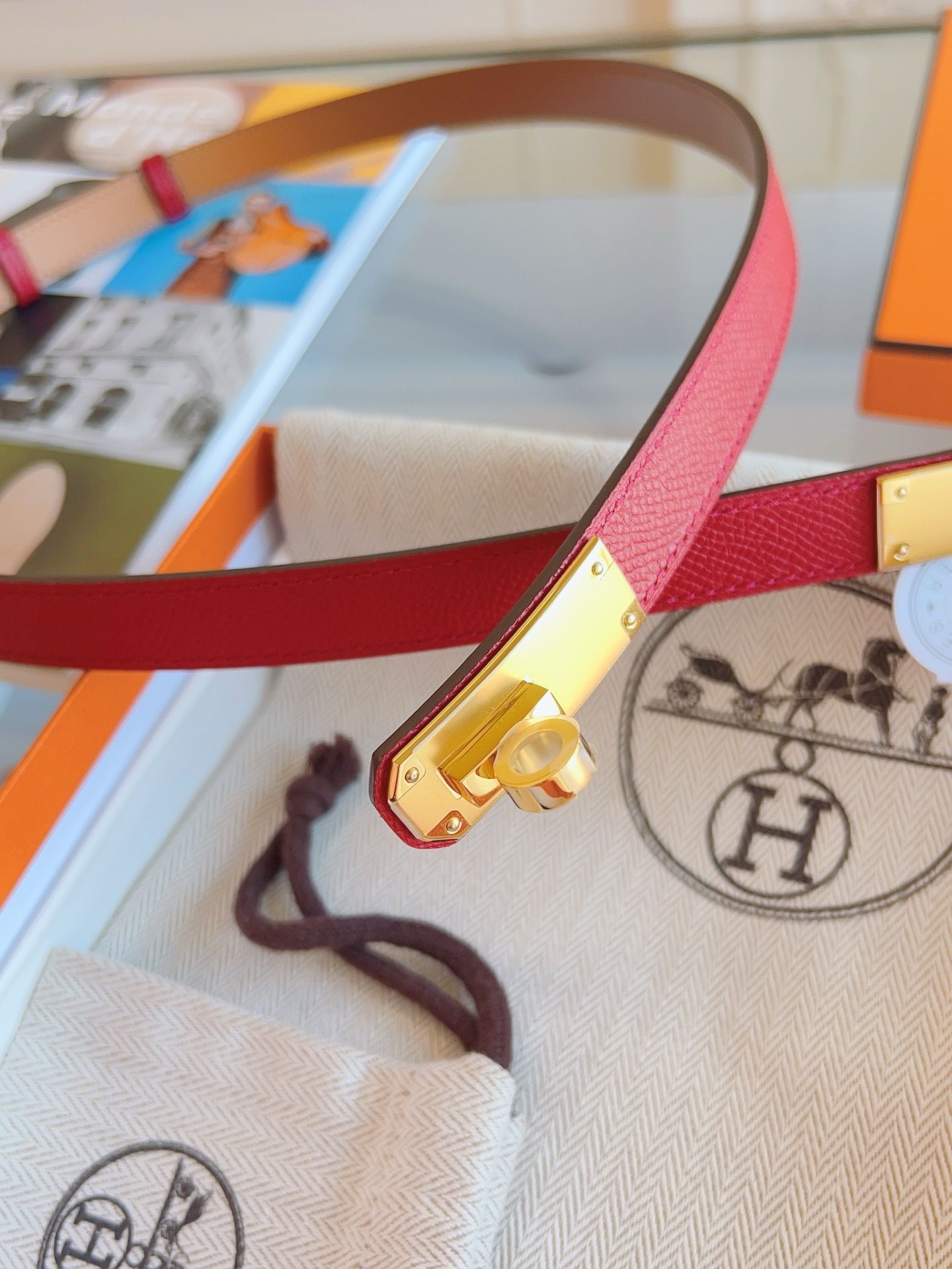Hermes Kelly 18 Belt in Red Epsom Leather - Image 6