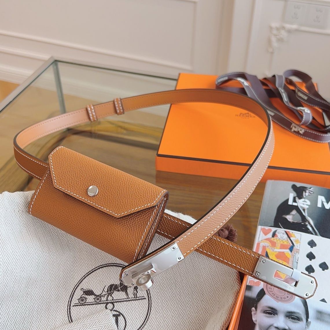 Hermes Kelly Pocket 18 Belt in Gold Epsom Calfkin