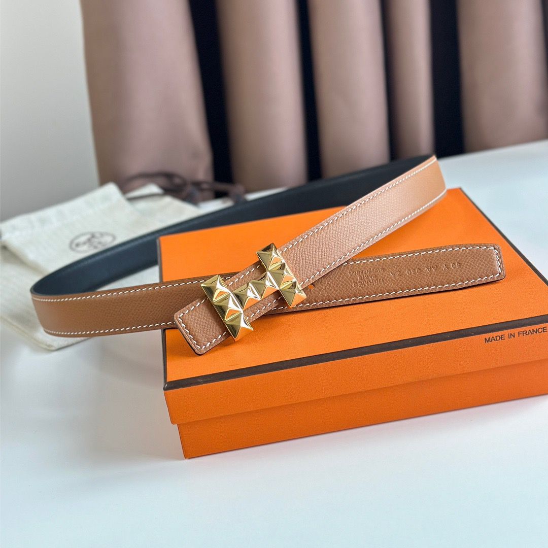 Hermes H Medor Reversible Belt 24MM in Gold Epsom Leather - Image 7