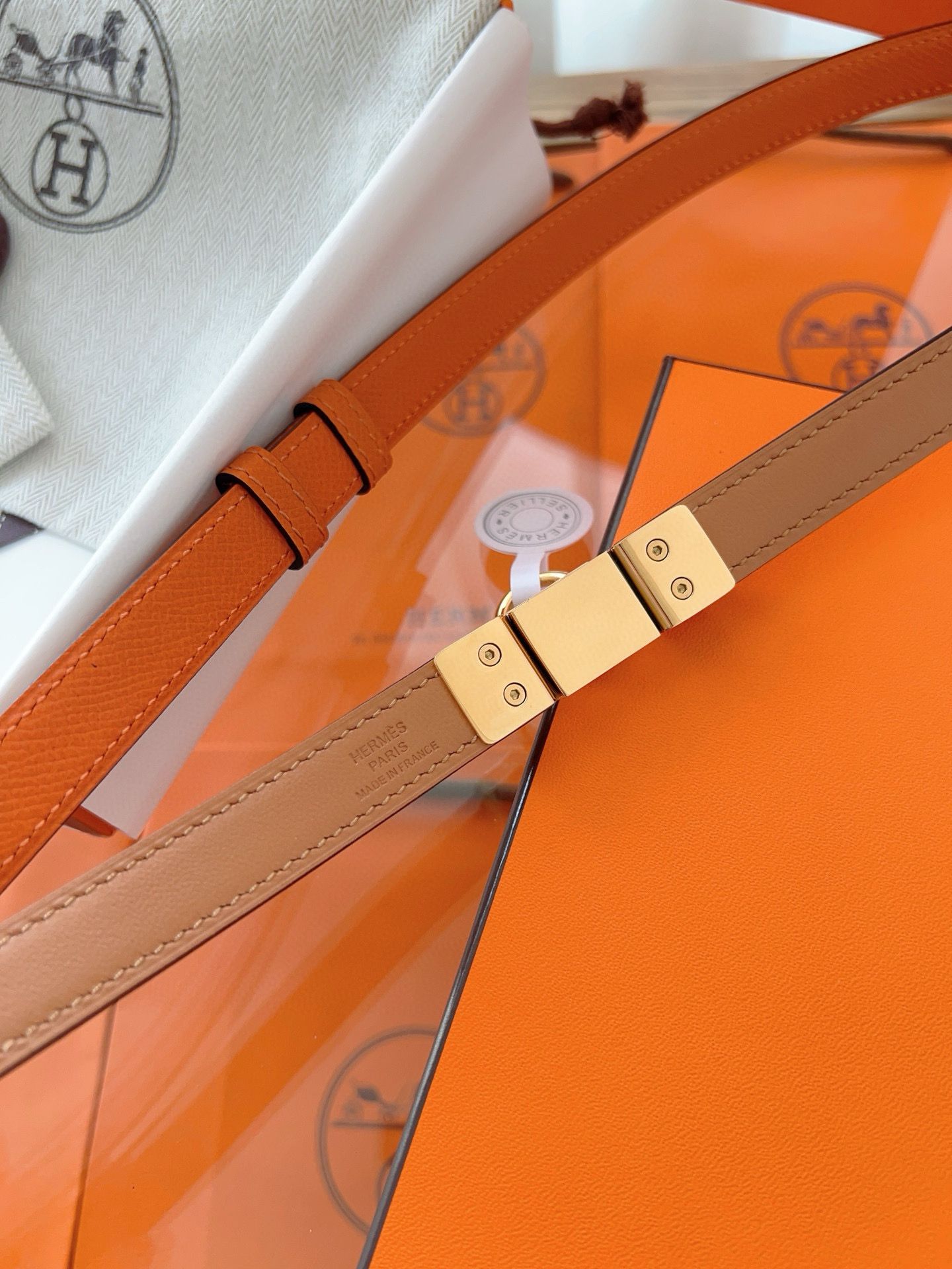 Hermes Rivale 18 Belt in Orange Epsom Calfskin - Image 8
