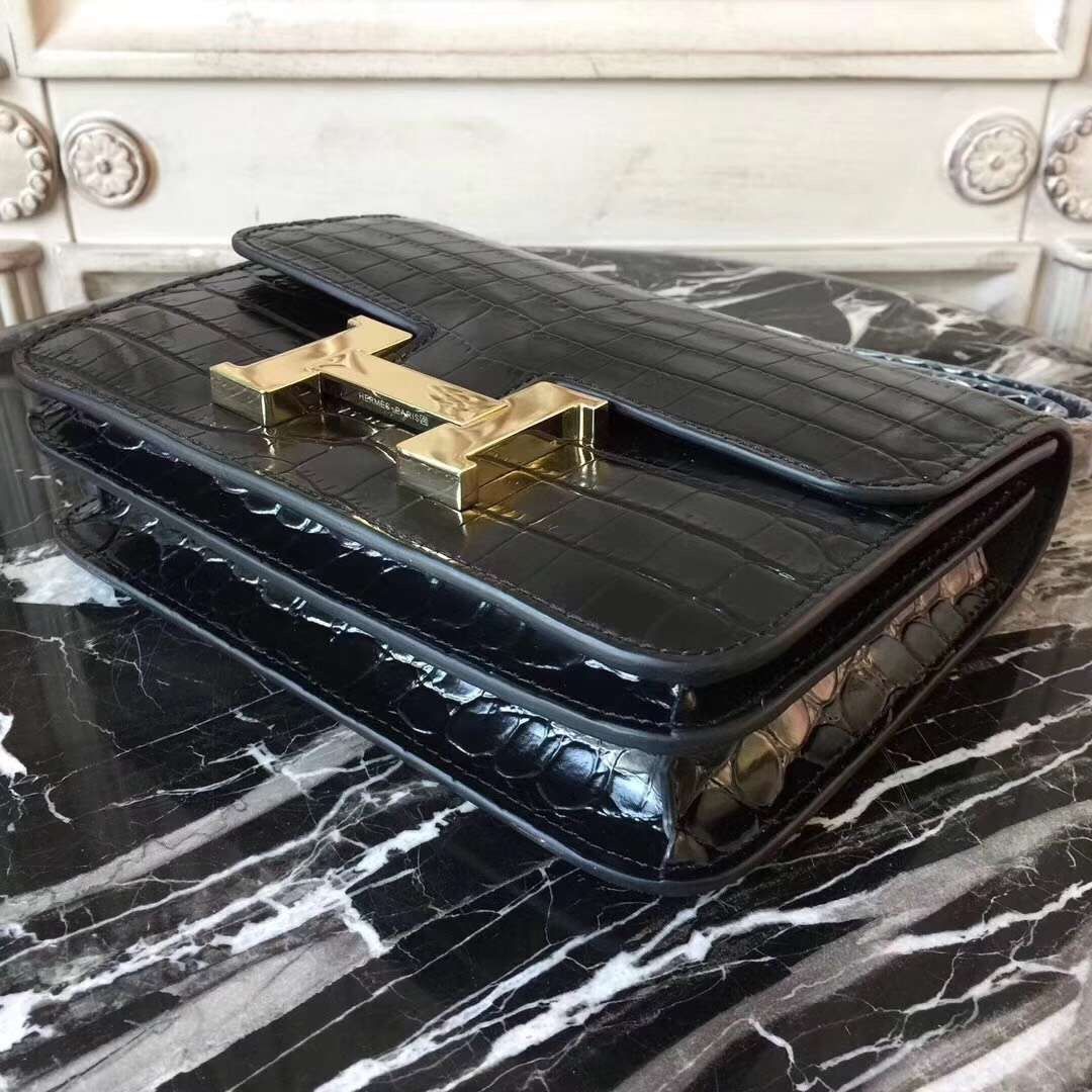Hermes Black Constance MM 24cm Crocodile Bag - Image 5