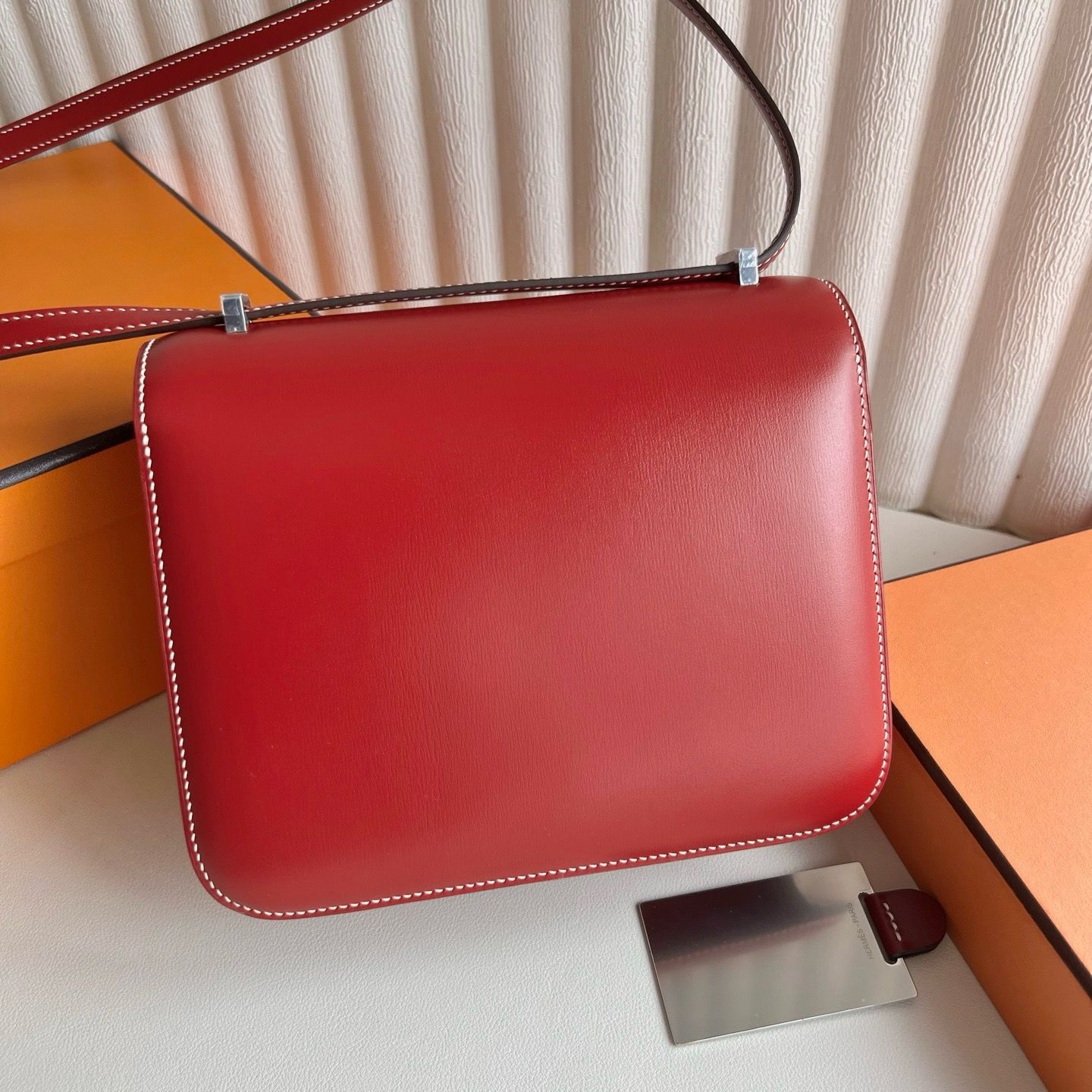 Hermes Constance 18 Handmade Bag in Rouge Piment Box Calfskin - Image 10