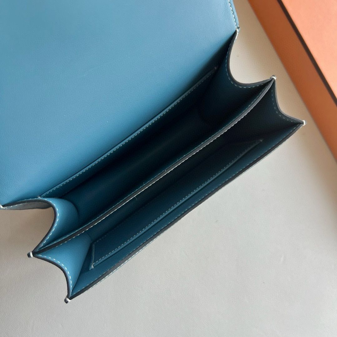 Hermes Constance 18 Handmade Bag in Blue Jean Epsom Calfskin - Image 8