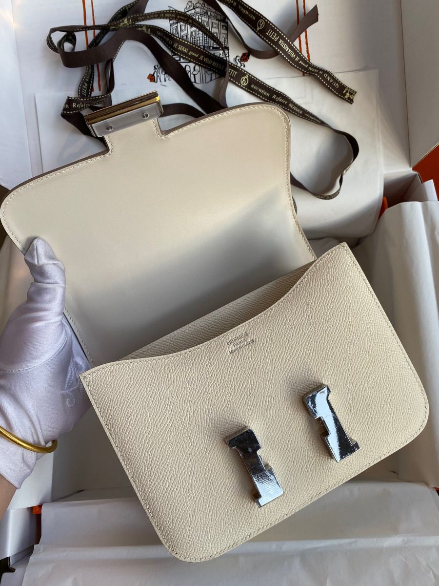 Hermes Constance 18 Handmade Bag In Craie Epsom Calfskin - Image 7