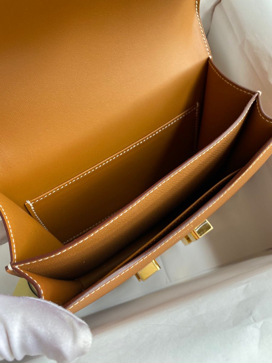 Hermes Constance 18 Handmade Bag In Gold Epsom Calfskin - Image 9